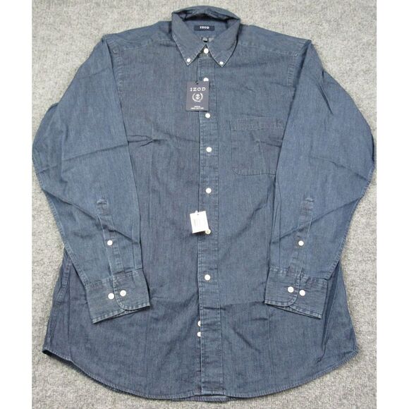 Izod Other - Izod Shirt Mens 15.5 34/35 Medium Lightweight Denim‎ Dark Wash Long Sleeve